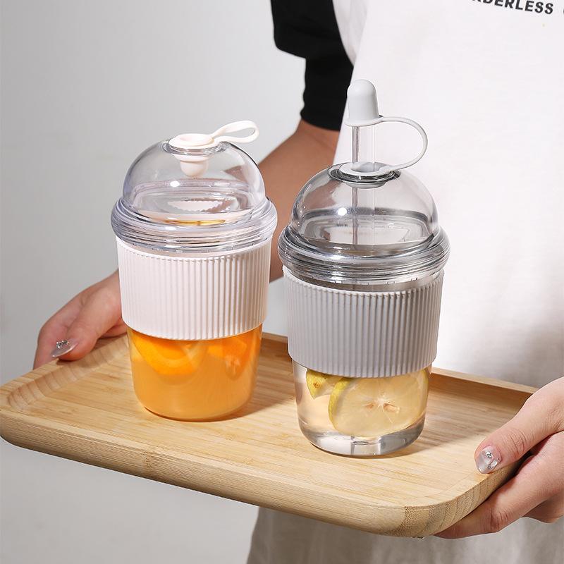 630ML Large Capacity Household Juice Cup Straw Milk Cup Coffee Milk Tea Cup Ins Feng Shui Cup Office Worker Juice Cup