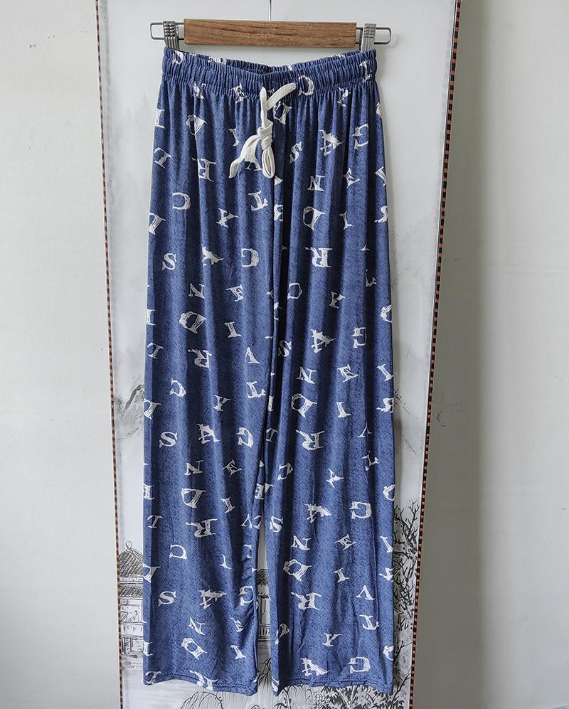 

Женские широкие брюки с высокой талией из ледяного шелка Tencel - Летние повседневные свободные брюки L (110-140 Jin) (No Pockets)