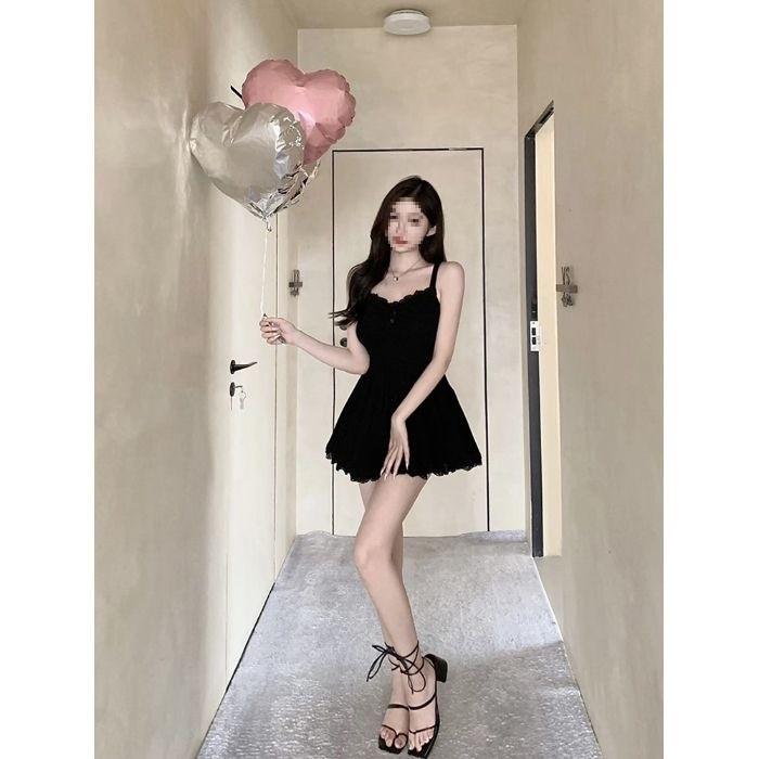 Generic Lace Spliced Sexy Slip Dress With V Neck For Summer Casual And Party Wear