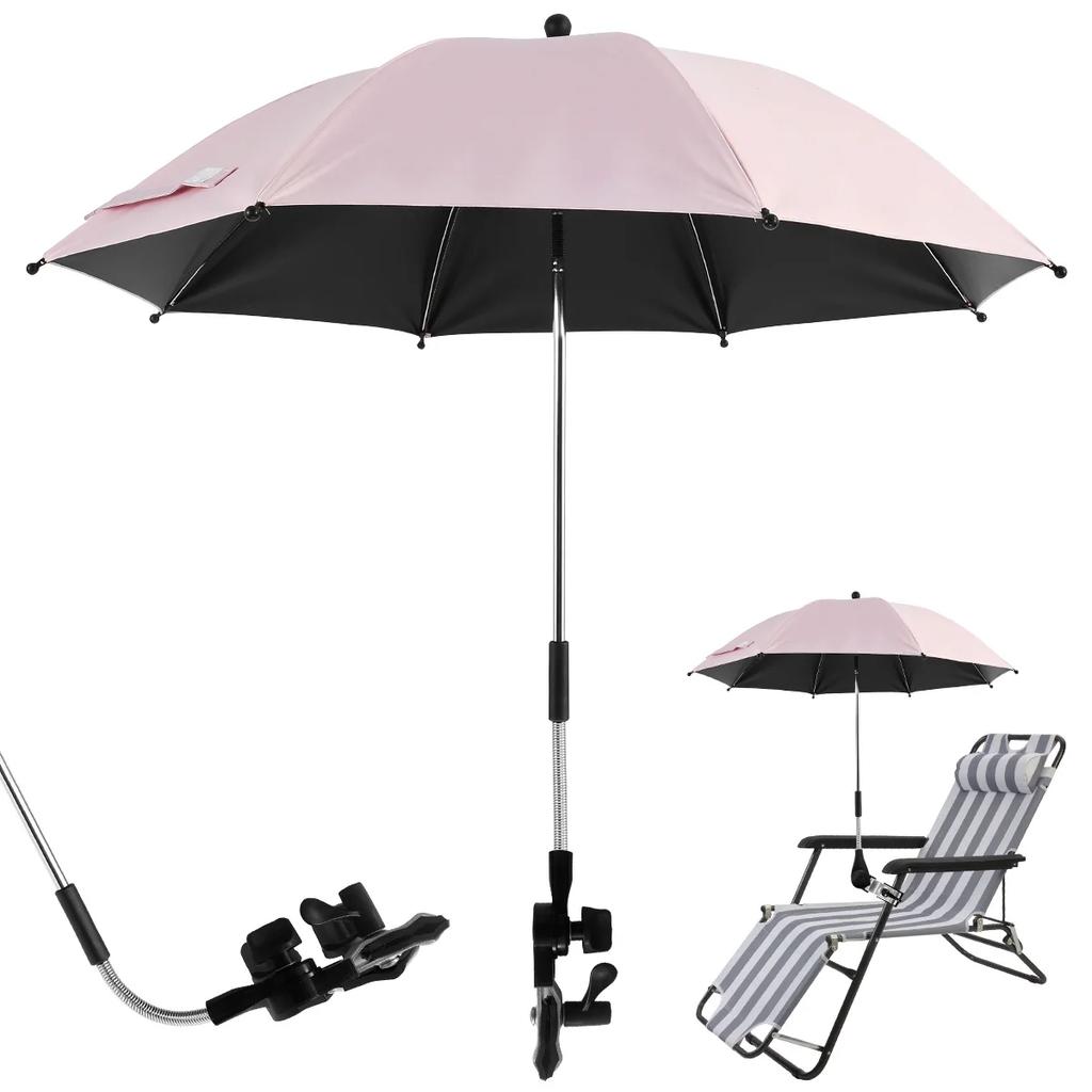 Universal Sun Umbrella for Baby Stroller UV Protection Pram Umbrella 360° Adjustable Rainproof and Windproof Sunshade Parasol