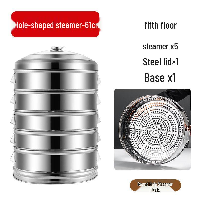 Large-Capacity Stainless Steel Steamer Basket for Fish and Buns