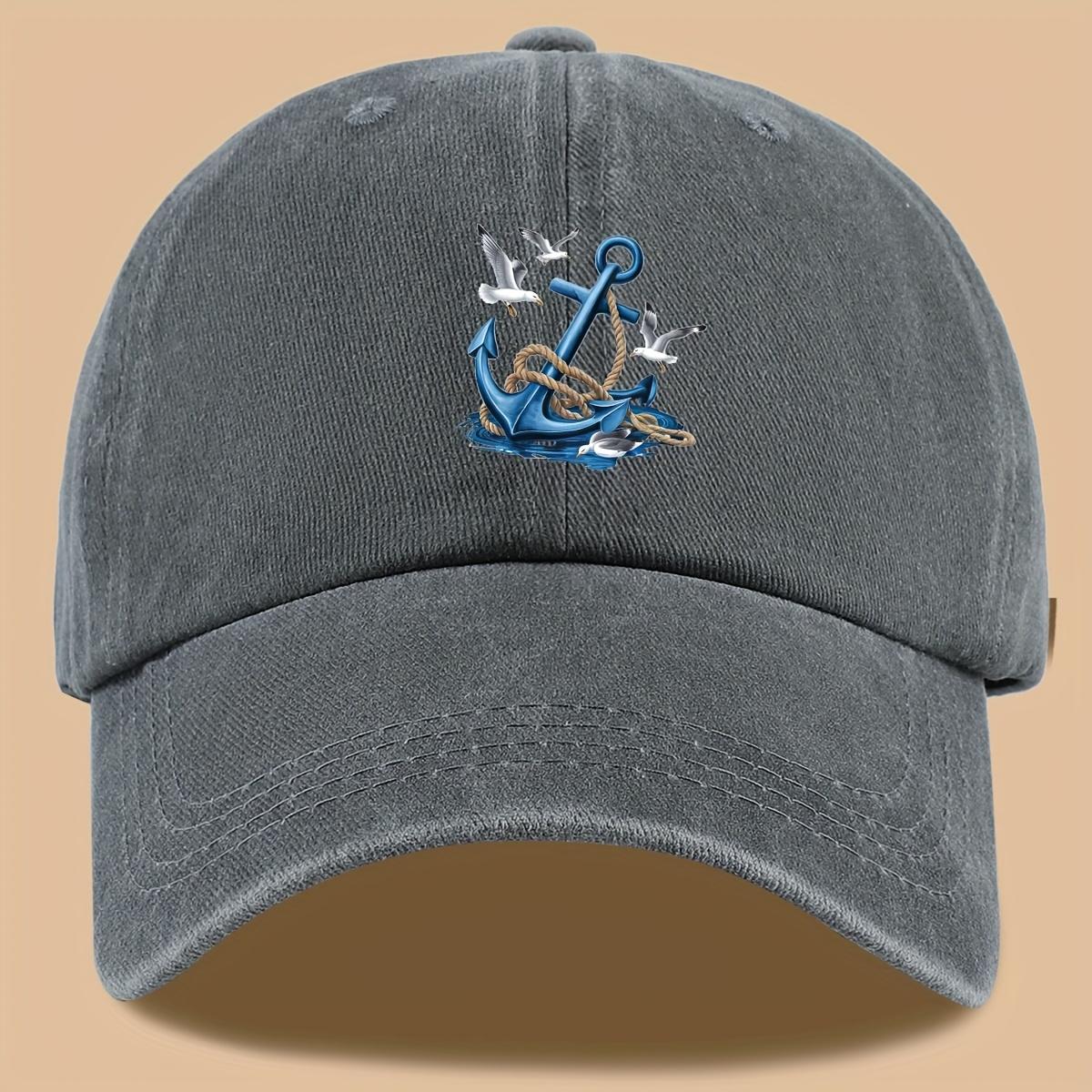 Adjustable Unisex Trucker Hat 1pc Adjustable Unisex Trucker Hat Nautical Anchor Seagulls Baseball Cap One Size