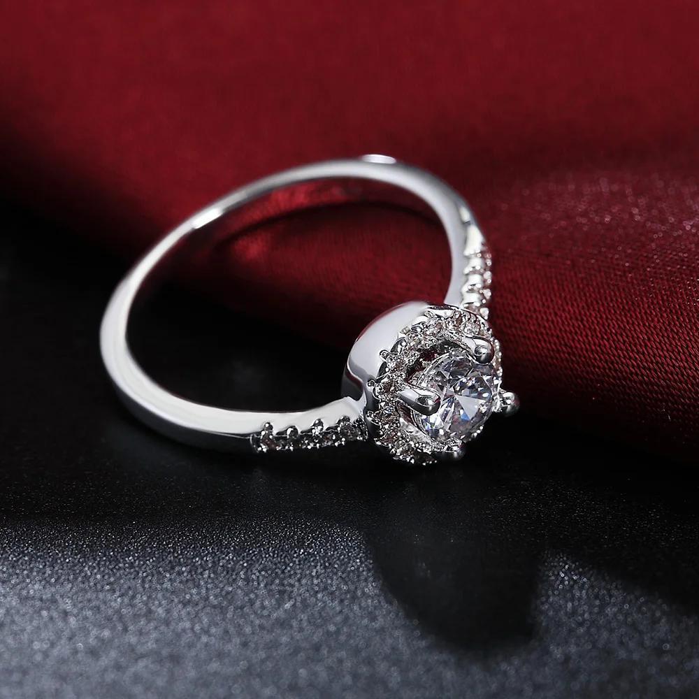 Copper Open Ring Engagement Lovely White Zircon CRYSTAL Wedding Party for WOMEN Lady Jewelry  Nice