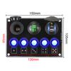 Auto Schalterpanel 5fach Für Wohnmobil Auto Marine QC3.0 Schnellladung 12/24V LED Spannungsanzeige Wasserdicht Autozubehör PD USB