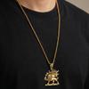 Collana Persiana Shir Khorshid Leone Sole Pahlavi da Uomo, Collana Leone Falce in Acciaio Inossidabile Argento, Gioielli Iraniani