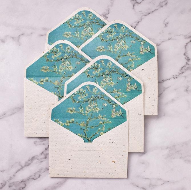 10 pcs/batch 17.5 * 12.5cm exquisite vintage Van Gogh oil paintings, small and fresh, high-end plant-based, forest lace lining