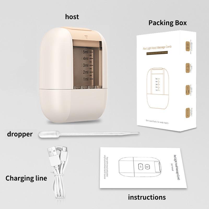 EMS Microcurrent Scalp Applicator Liquid Comb Massage Comb Essential Oil Liquid Guiding Scalp Massager Red Light Therapy