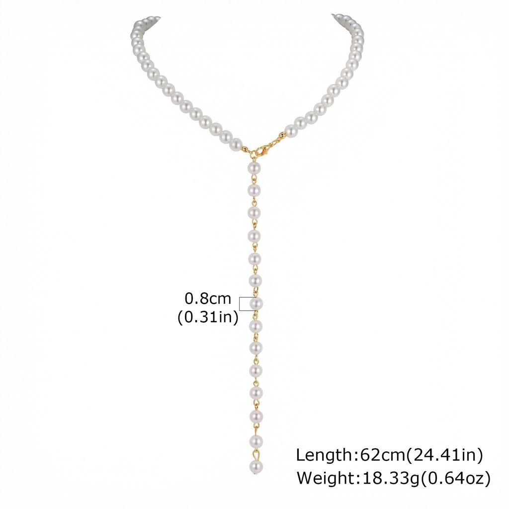 Collana Lunga con Nappe a Catena di Perle Finte per Donna Elegante Collana Girocollo con Perline Gioielli alla Moda per Accessori da Collo