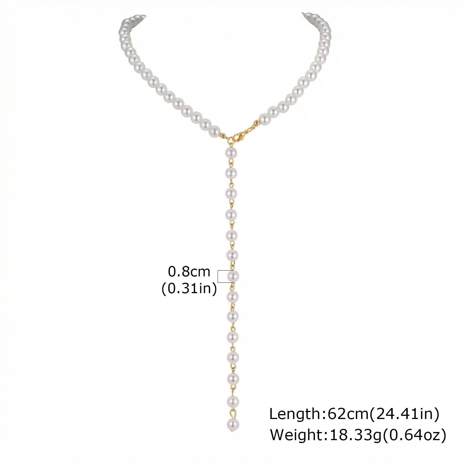 Vnox Trendy Elegant Y-Shaped Imitation Pearls Choker Necklaces, Exaggerated Large Round Beads Long Chain Necklace Jewelry