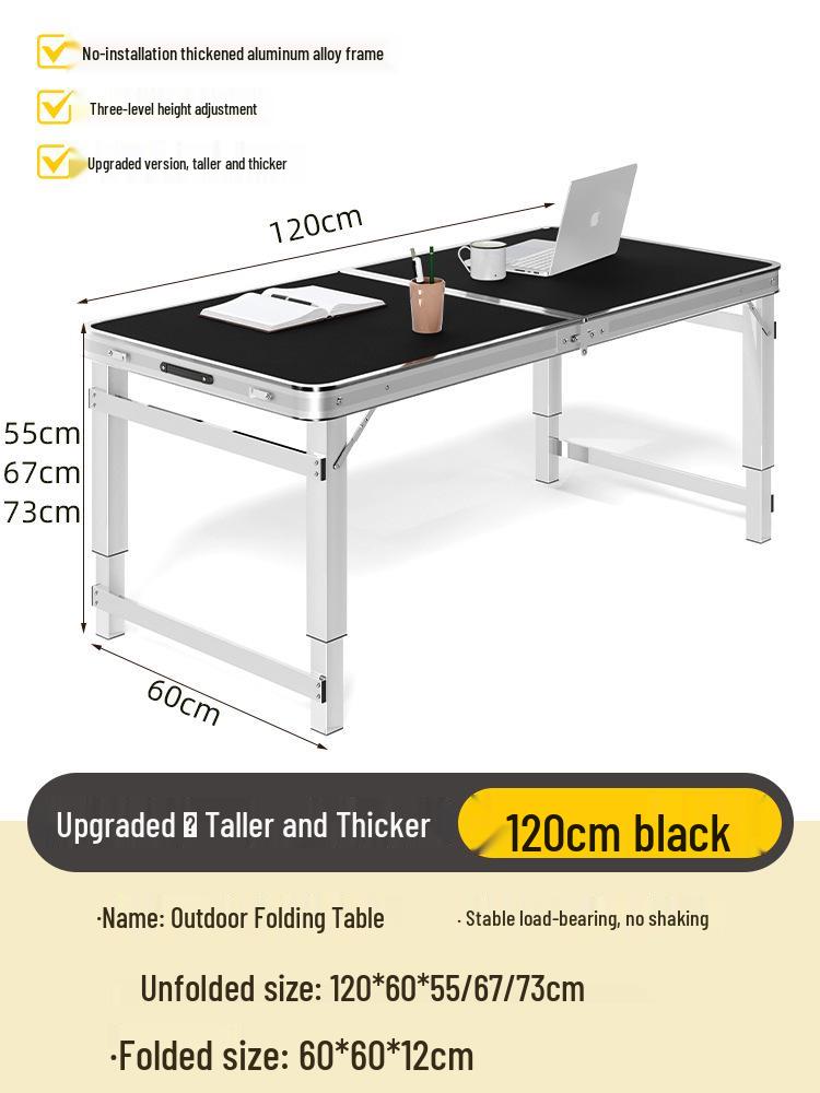 Adjustable Height Aluminum Folding Picnic Table & Chairs Set for Outdoor Camping & BBQ