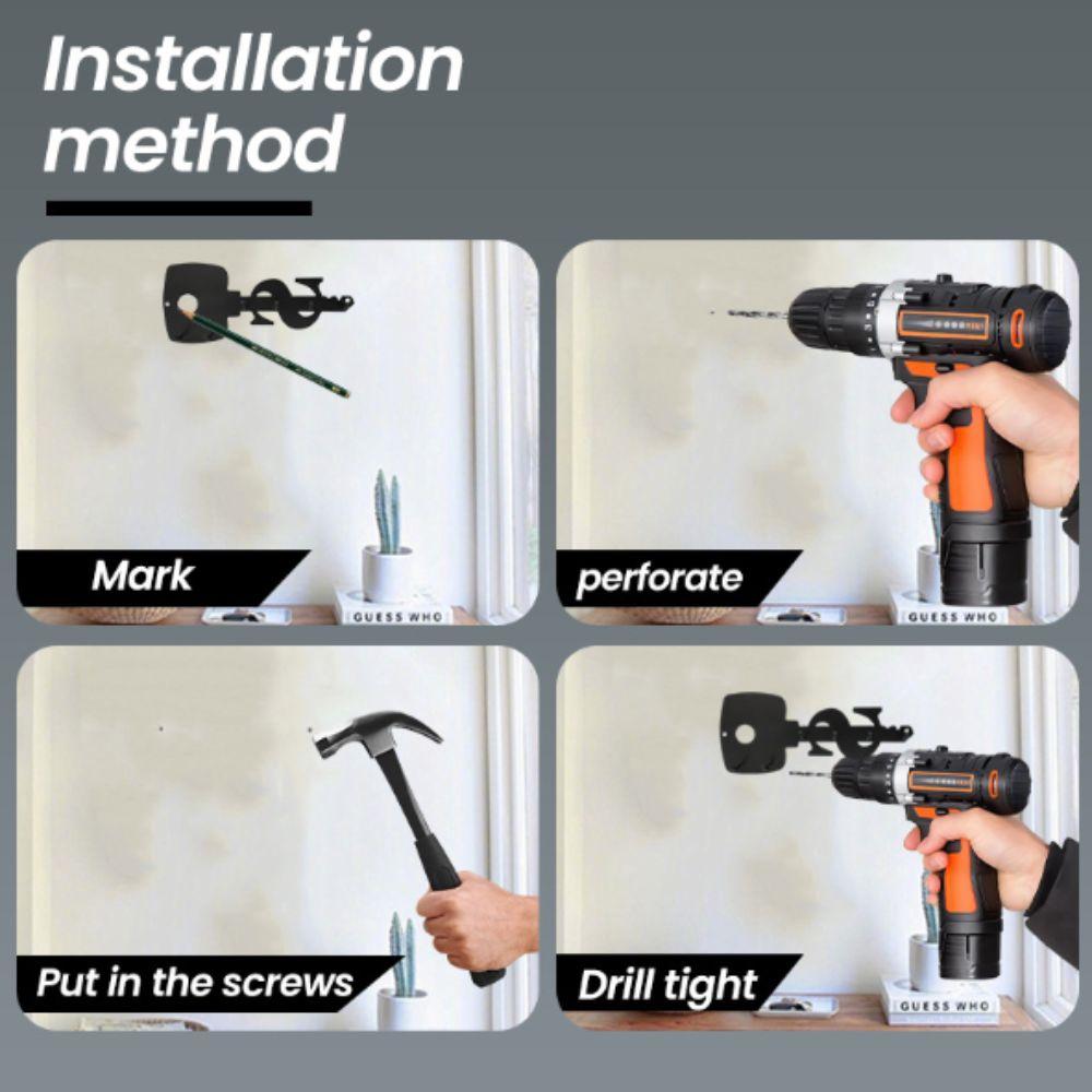 Stainless Steel Wall Mounted Holder Rustproof 6 Hooks Storage System Space Efficient Decorative Design Key Holder Living Room