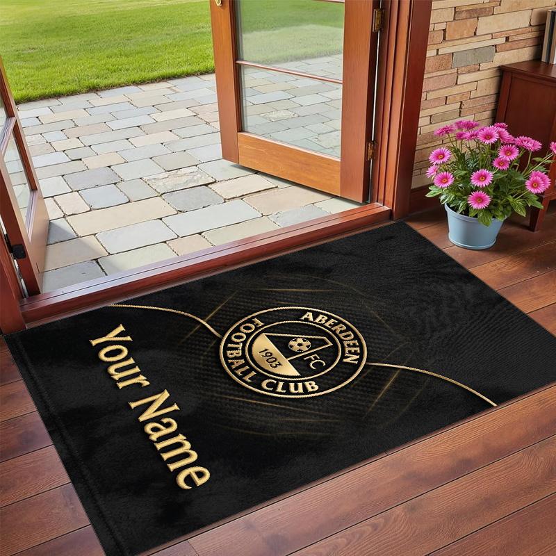 Crystal Velvet Rug Custom Name Text, Soft Non Slip Floor Mat Home DecorAberdeen FC
