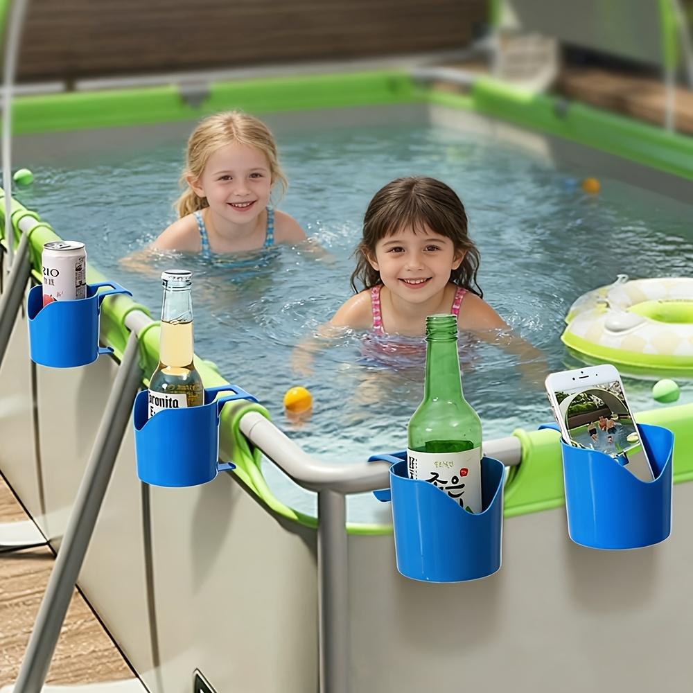 3-Piece No-Drill Wall-Mounted Pool Rack, Outdoor Storage & Beverage Beer Cup Holder for Poolside