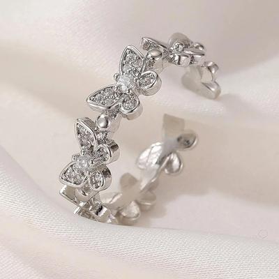 Butterfly Zircon Ring Female, Personalized Trendy Mori Opening Adjustable Ring