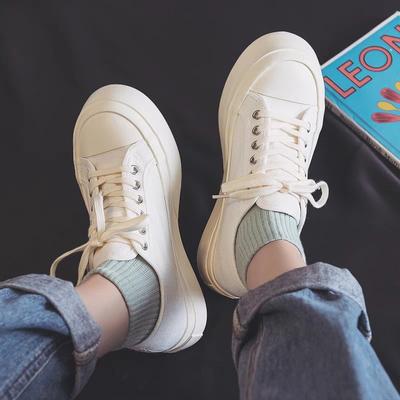 Espadrilles Damen ulzzang tide Harajuku-Stil Schuhe mit großem Zeh Frühling lässig weißer Schuh Board-Schuhe