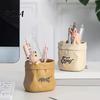 Decorative Pencil Holder Wrinkled Paper Bag Pen with Animal Decor, Resin Desk Organizer & Succulents Planter, Cute Stationery Gift for Students Office