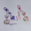 Colorful Five-Petal Flower & Pearl Heart Keychain with Plated Beads