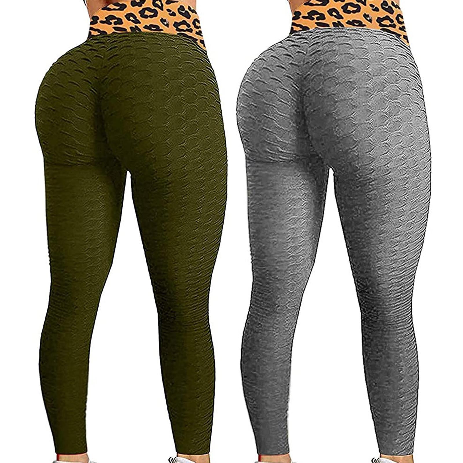 

2PC Women Fashion Print Yoga Pants Plus Size Casual High Waist Sport Pants M