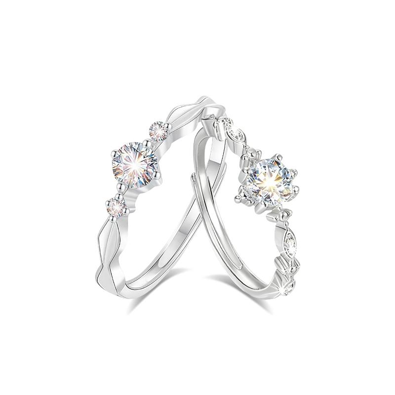 Barbie ring Brilliant sparkling pair of rings, sparkling zirconium, exquisite, fashionable, simple and high-end, adjustable opening design BARWWJZ030 золотой