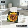 1pc Tissue Box, Realistic Monarch Sunflower Vibrant Natural Beauty Pattern, 2D Flat Printing, Lightweight, Can Be Washed, Tissue Organizer, for Counte