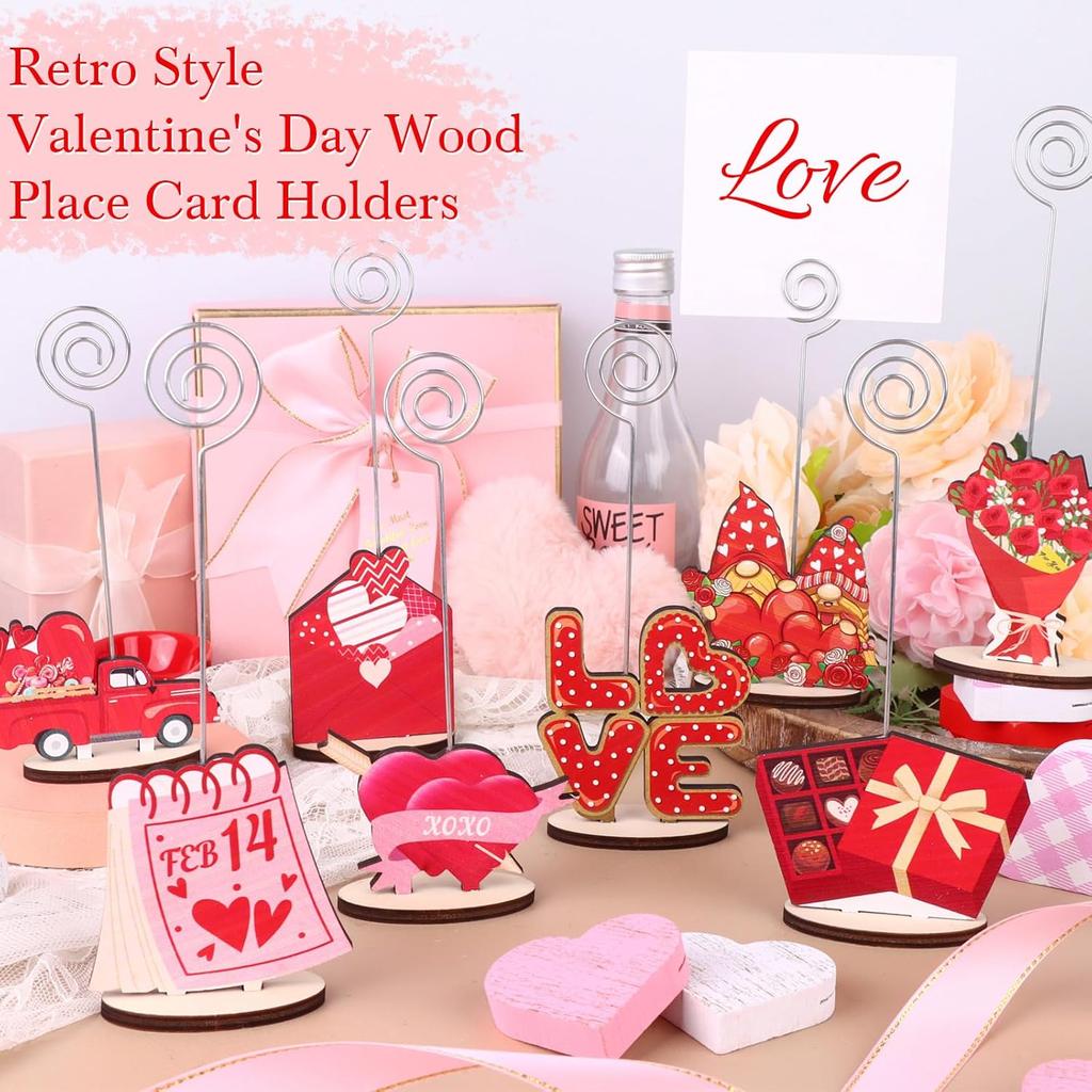 8 Pcs Valentine's Day Place Card Holder Valentines Table Centerpiece Decor Table Number Holders Valentine Table Memo Sign Picture Menu Clips for