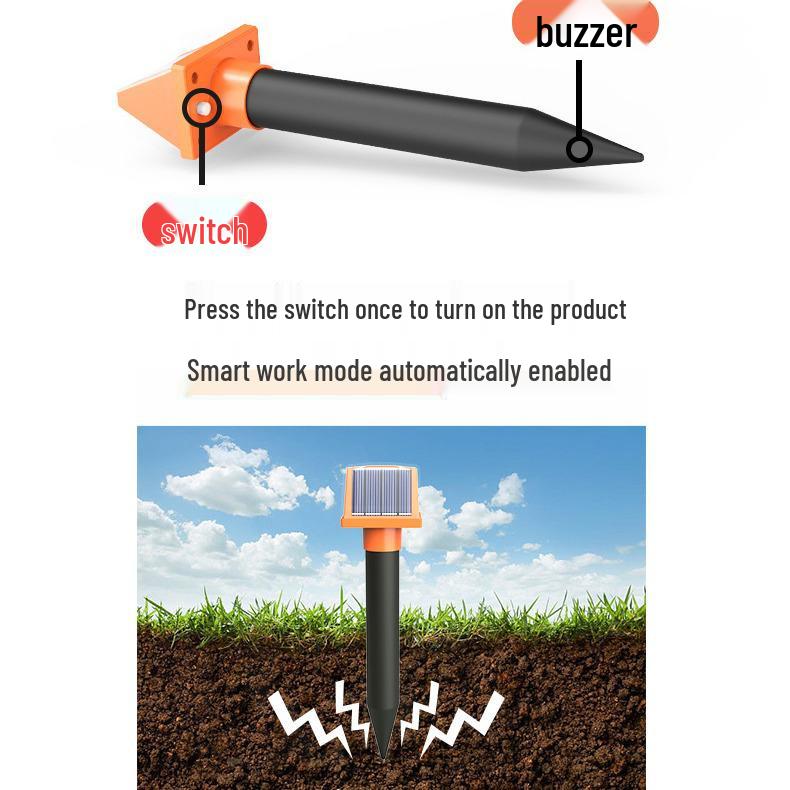 Solar-Powered Ultrasonic Mouse & Snake Repellent with LED Light for Outdoor Use