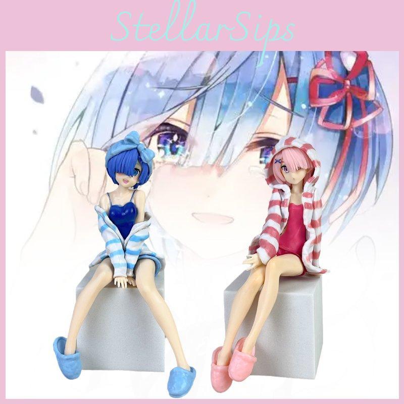 Adorable Pvc Anime Figurines Isekai Life Ram And Rem Cute Sleeping Beauty Toys