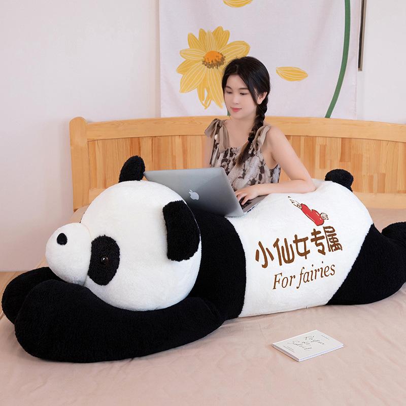 Cute Giant Panda Doll Sleeping On the Bed Throw Pillow Rag Doll Hugging Bear Plush Toy Birthday Gift Female