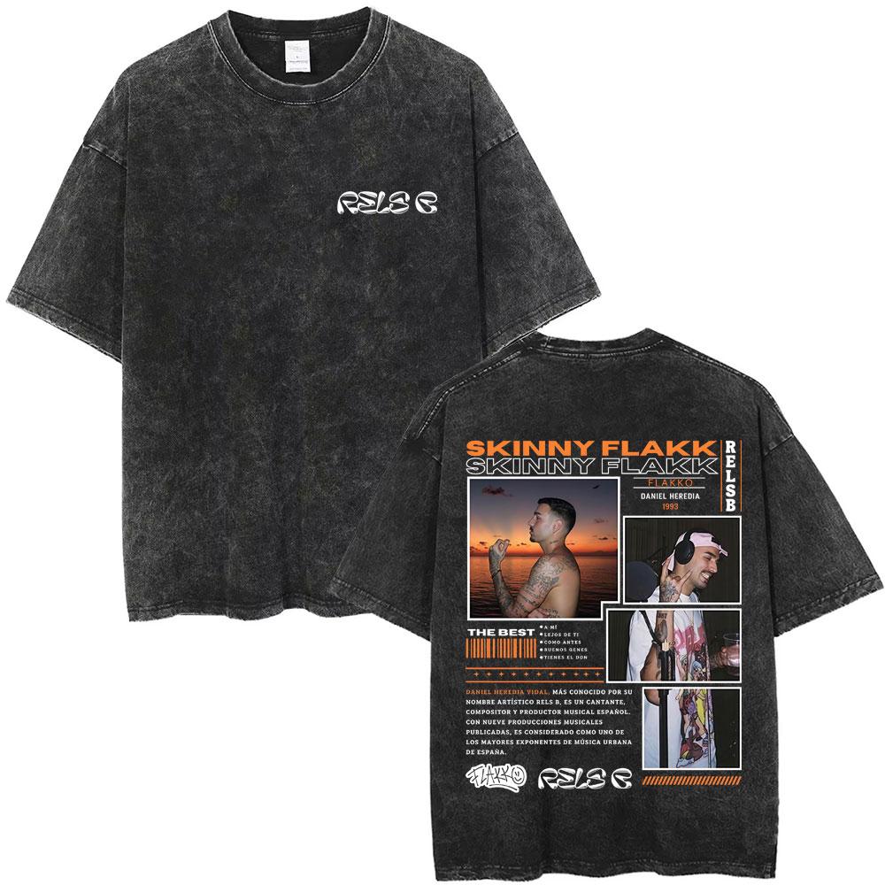 Limited Rapper Rels B Skinny Flakko Washed Vintage T Shirt Summer Clothing Hip Hop Oversized Street Crewneck T Shirt Unisex