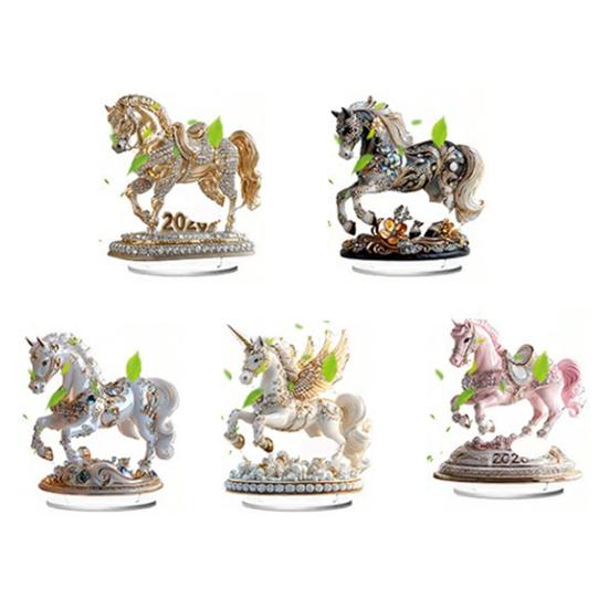Strasssteine Fliegendes Pferd Ornament 2D Flache Acryl Dekorative Figur Heim Büro Auto Schnitzerei Tier Tischdekoration