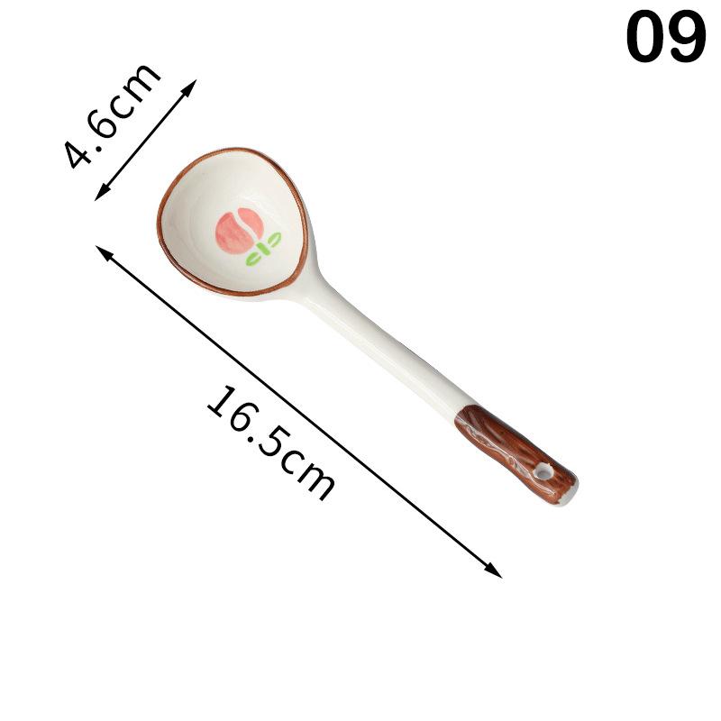 Kawaii Flower Ceramic Soup Spoon Cute Korean Ice Cream Hand Painted Coffee Dessert Long Handle Spoon Kitchen Accessories