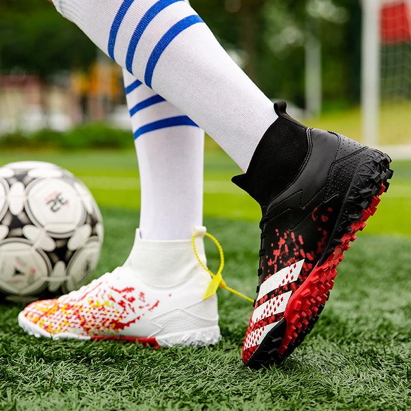 2025 new high-top mandarin duck football shoes men's broken nails children's girls AG long nails student training sports shoes