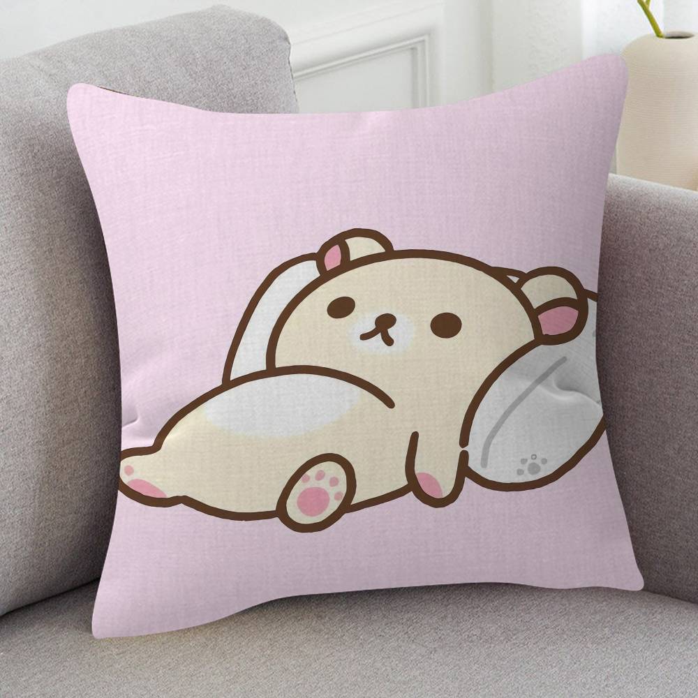 Anime Rilakkuma Cartoon Series Square Pillowcase Soft Waist Sofa Cushion Cover Bedroom Room Pillowcase