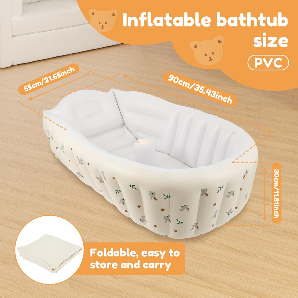Baby Inflatable Bathtub Baby Portable Outdoor Inflatable Pool Anti Slip Infant Bath Tub PVC Folding Learning Seat for Home