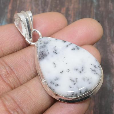 Dendrite Opal Gemstone Handmade Solid 925 Sterling Silver Jewelry Pendant For Wedding Gift