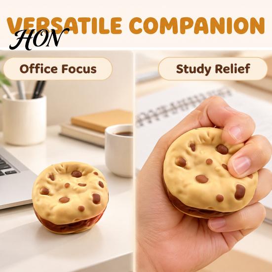 Party Favors for Sensory Play Crunchy Cookie Squeeze Toy, Bead Filled Fidget Realistic Hand Exerciser Focus Replica Stress Ball with ASMR Feel Adults
