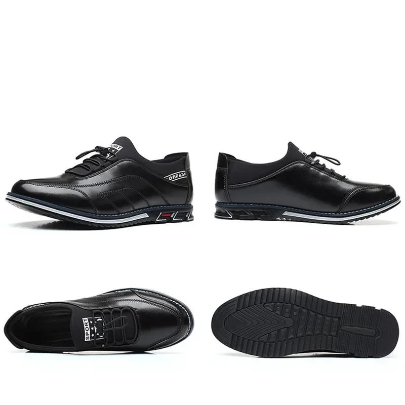 Fashion Men Casual Shoes Fashion Brand Classic Casual Men Pu Leather Shoes Black Hot Sale Breathable Business Lace-Up Men Shoes Big Size