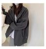 Felpa con cappuccio e zip foderata in pile da donna - Stile coreano pigro, Cardigan spesso per la primavera e l'autunno 2024.