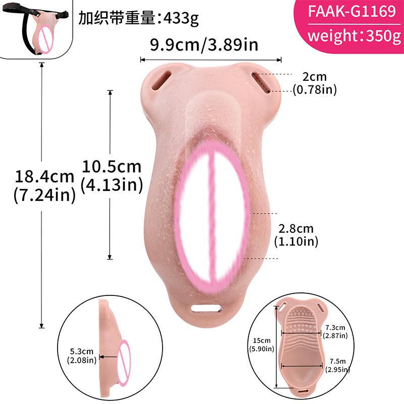 FAAK Silicone Chastity Cage Penis Cover Insertable Vaginal Pant Discreet Daily Wear Chastity Device Realistic Clitoris Wholesale
