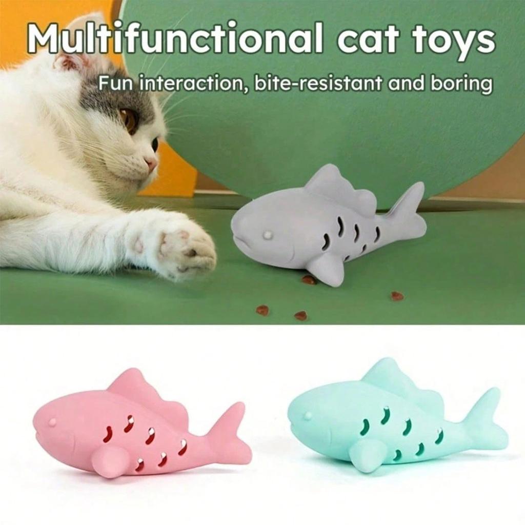 Silicone Fish Shaped Slow Feeder Puzzle Toy, Trains Pet Biting Strength, Funny Cat/Dog Toy