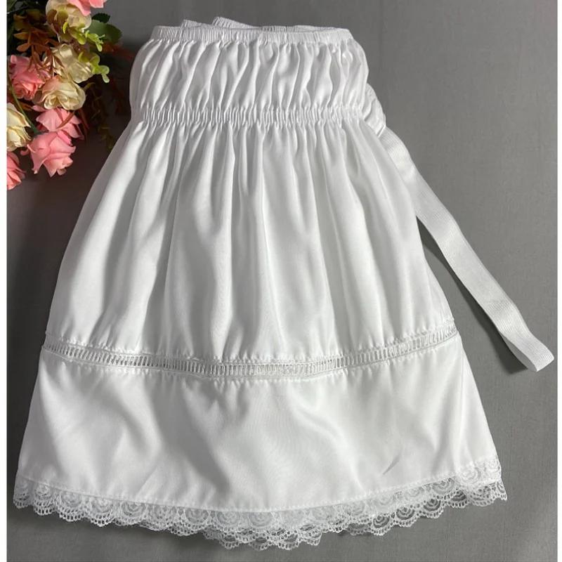 White Elegant Embroidery Craft Wrap Around Crochet Ruffles Lace Bed Skirt with Adjustable Belts-Room Decor-15 Inch High