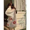 Crochet Handbag Women's Aesthetic Handbag Light Brown with Red Flowers 38*60CM