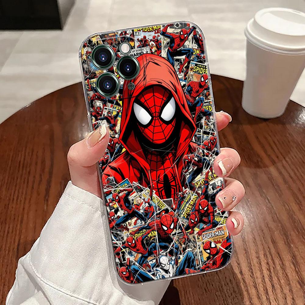 Spiderman Marvel Transparent Phone Case For iPhone 17 Pro Max 17E 11 12 13 14 15 16 Pro Max 15 Plus 17 Air 16E 7 XS Soft Cover