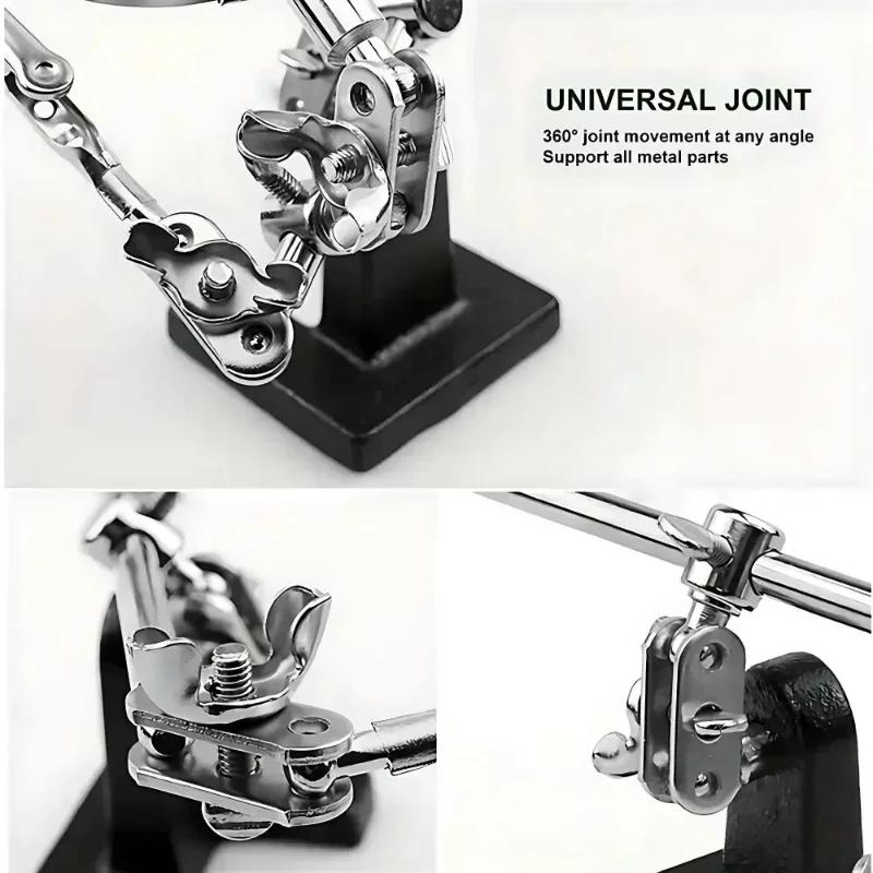 Three hand assisted clamping soldering iron equipment, circuit board maintenance, soldering with clamp bracket, magnifying glass
