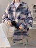 Men's Autumn Retro Plaid Wool Shirt Jacket - Heavyweight, Textured, Trendy Silhouette