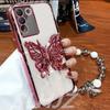 Butterfly Bracelet Phone Holder Bead Bracelet Glitter Case for Vivo V50 V40 V30 V60 Lite Pro Y39 Y29 Y19S Y04 Y03 Y28 Back Cover