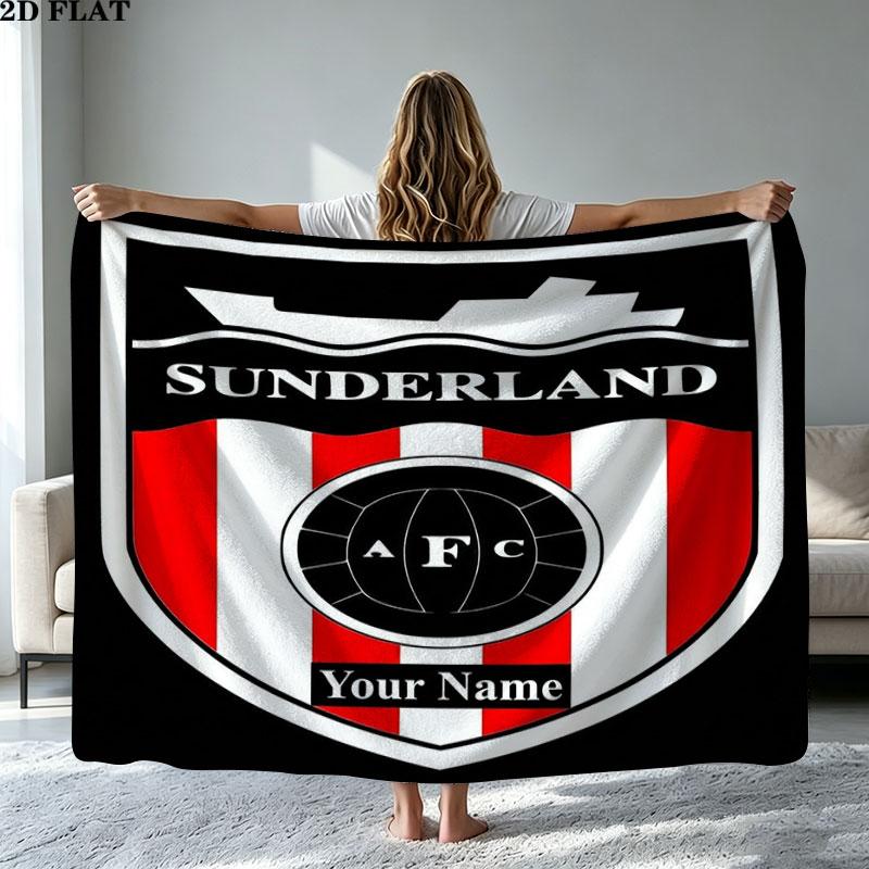 1PC Sunderland A.F Custom Name Patterned Flannel Blanket Suitable For All Seasons for Home Decor Warmth and Comfort Gifts Holiday Present