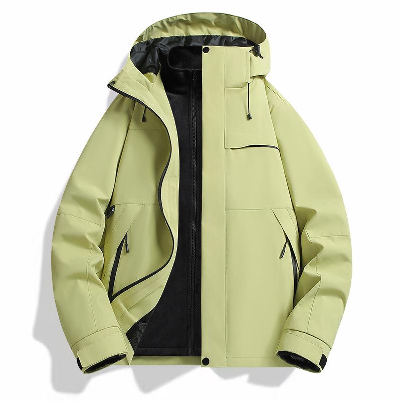 2025 Winter New Three-in-One Men's Casual Hooded Outdoor Jacket - Warm, Loose, Couple Style.