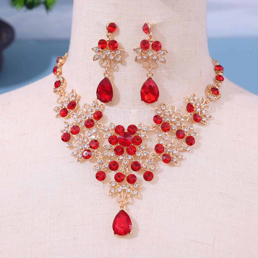 Women's Hanging Necklace Earrings Set Exquisite Charm Bridal Necklace Earrings for Bridesmaid Wedding Masquerade