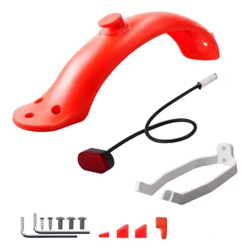 Rear Mudguard Replacement Set for Electric Scooter Daily Commuting Upkeep with ABS Splashes, Support Brackets and Hardware